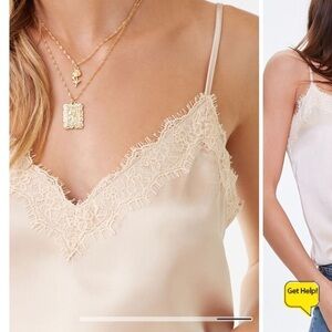 Forever 21 Lace-Trim Satin Cami Medium